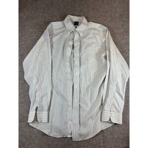 Brooks Brothers Dress Shirt Mens Size 16.5 Green Striped Button Down Preppy